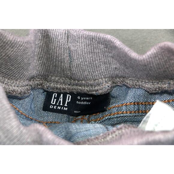 GAP Denim Toddler Jeans 4 Years Slim Fit Pull-On Knit Waist Blue Boys Girls - Picture 2 of 10